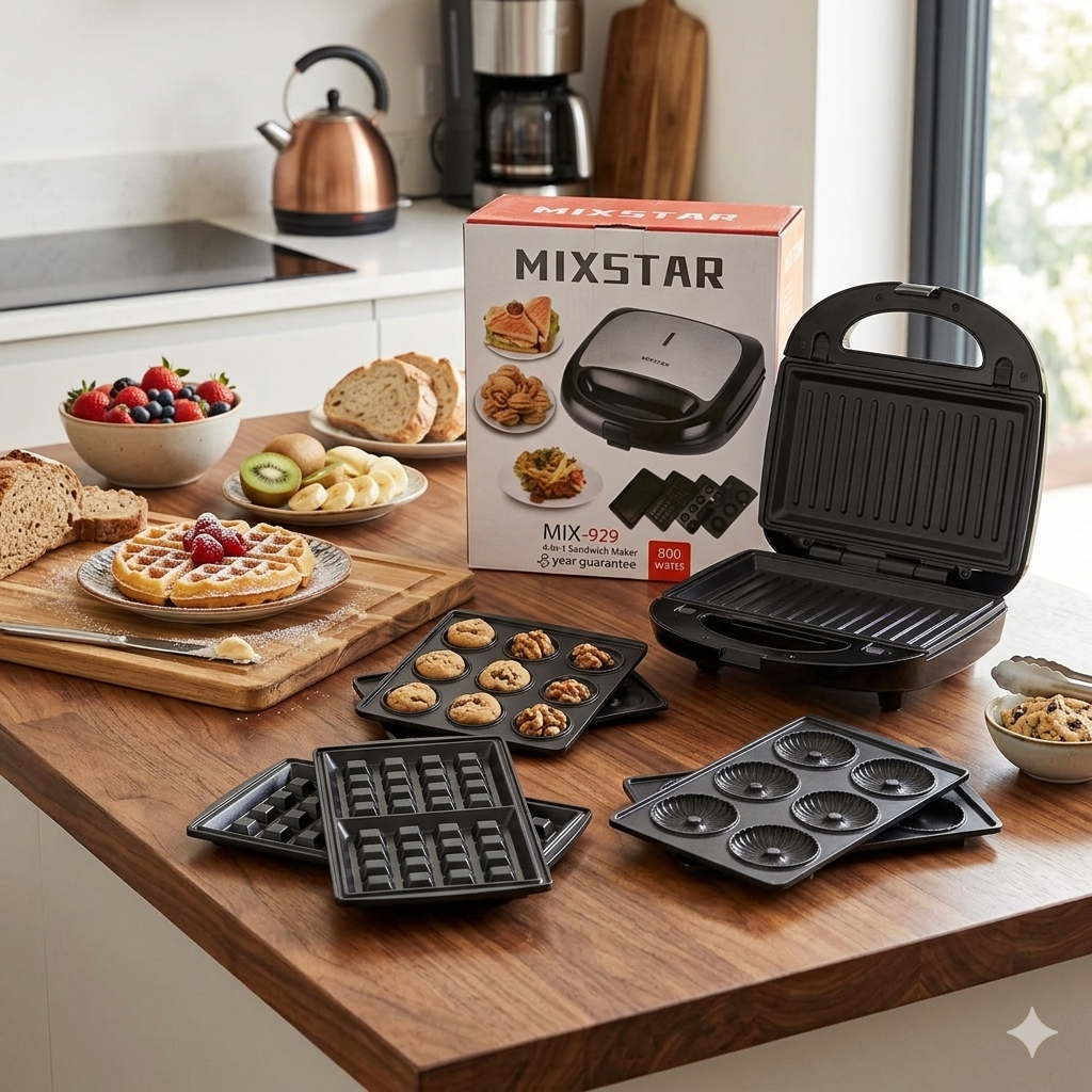 MIXSTAR – Appareil 4 en 1 – Panini – Zouza – Maamoul-gaufre