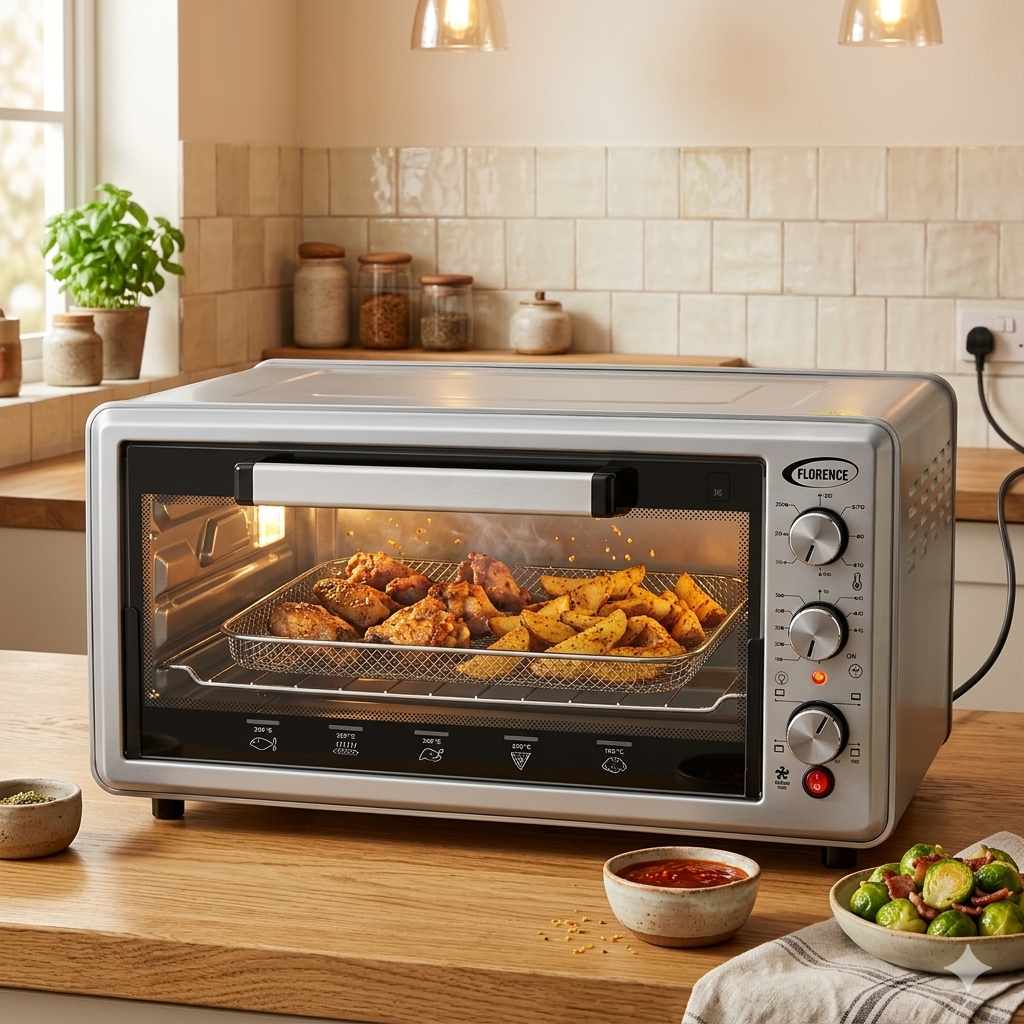 Four électrique florence FH-52LT DM 52L avec ventilateur et tournebroche - Silver-1