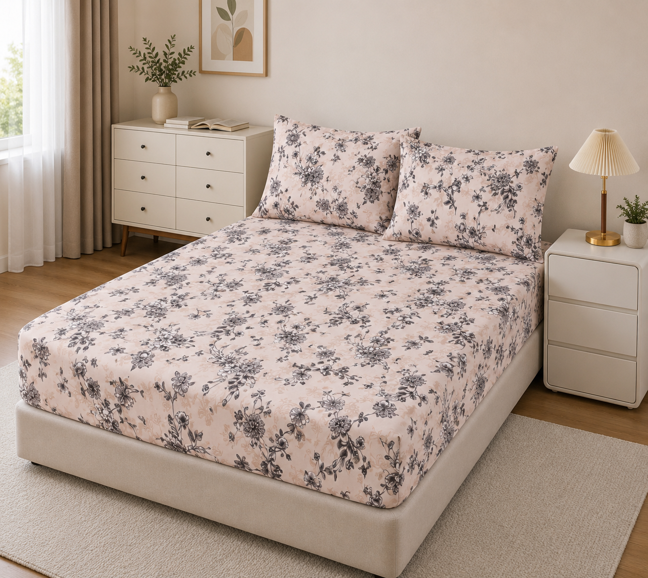 Modern House – 2PCS Bed Sheet Set Fleurie 2 Places-3