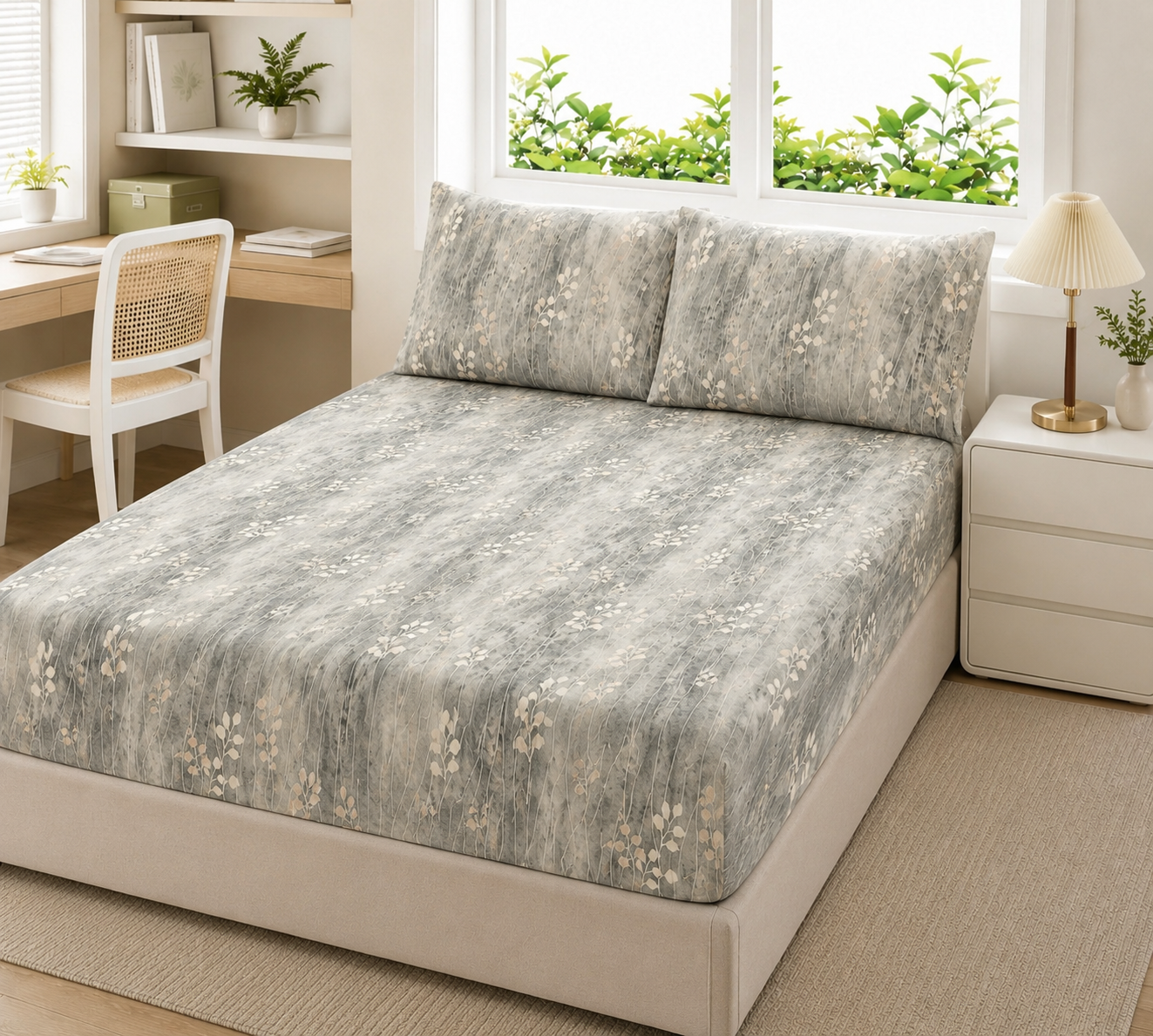 Modern House – 2PCS Bed Sheet Set Fleurie 2 Places