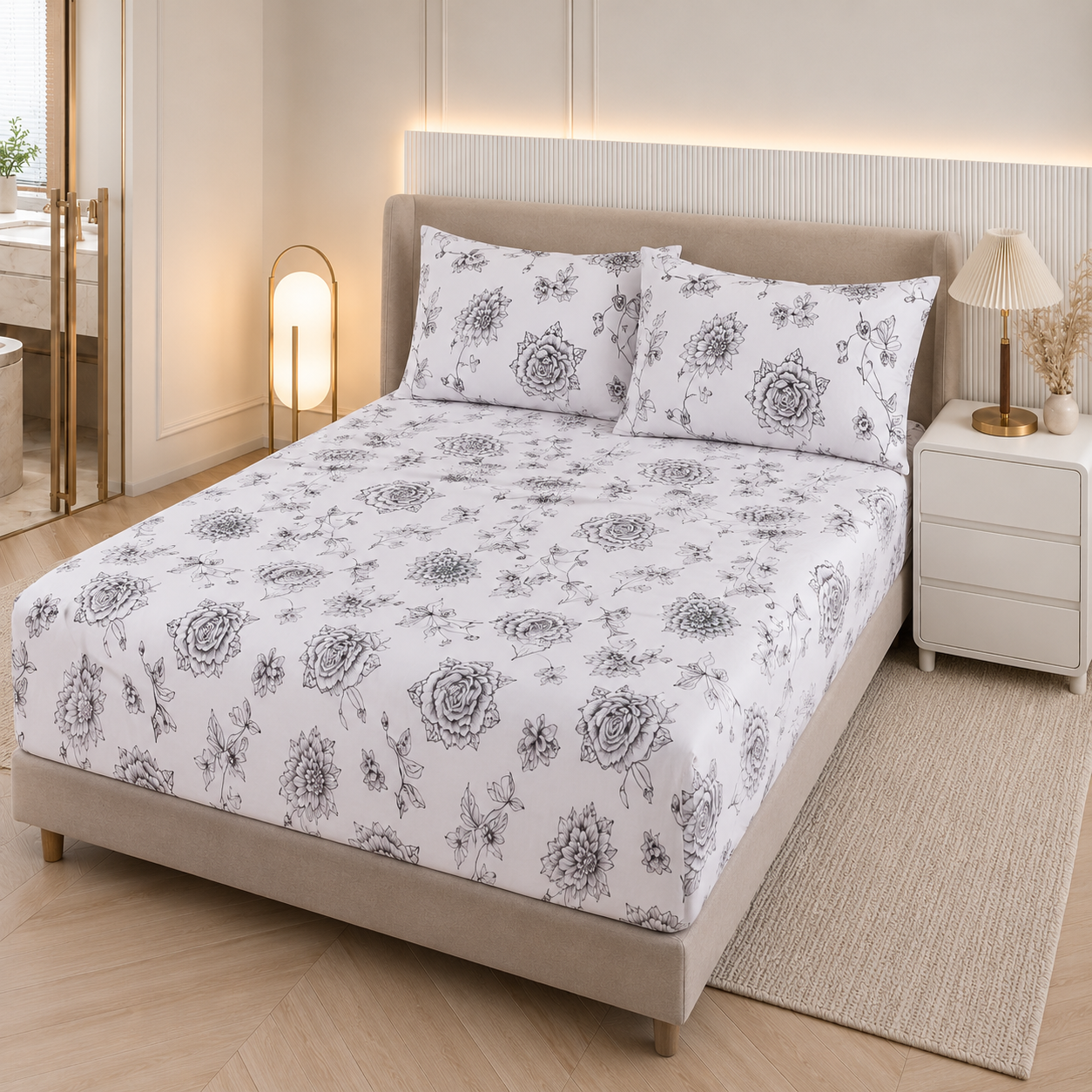 Modern House – 2PCS Bed Sheet Set Fleurie 2 Places-6