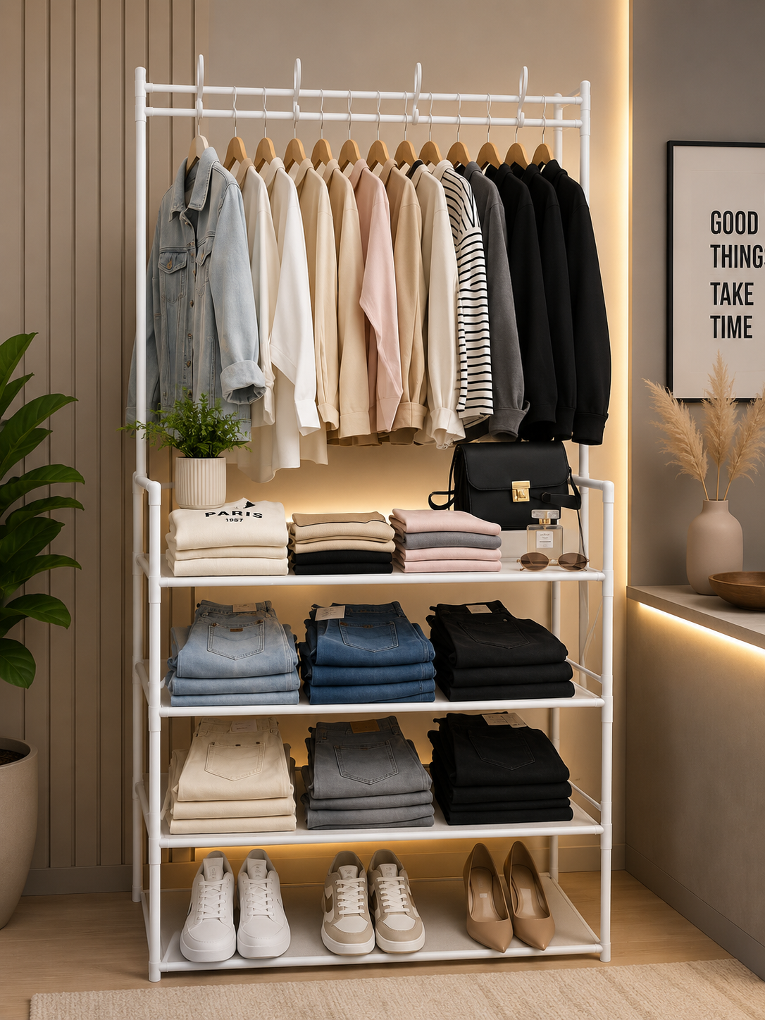 Porte-Vêtements Moderne avec Étagères