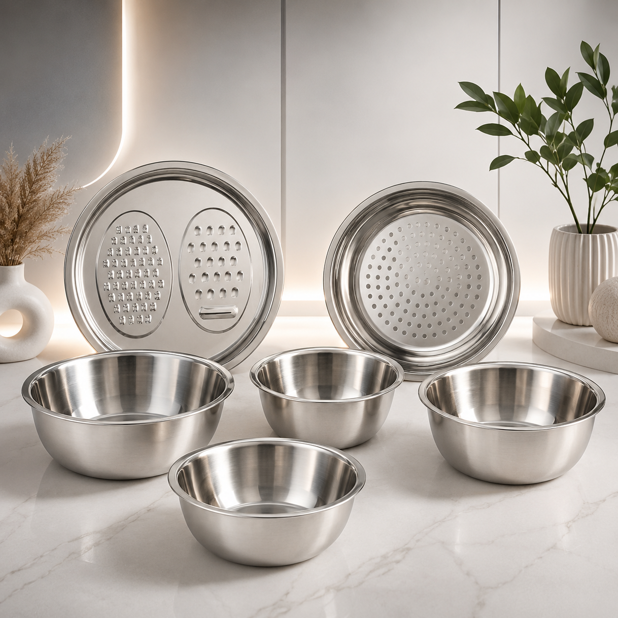 Set de bols en acier inoxydable martelé -5 piéces-1