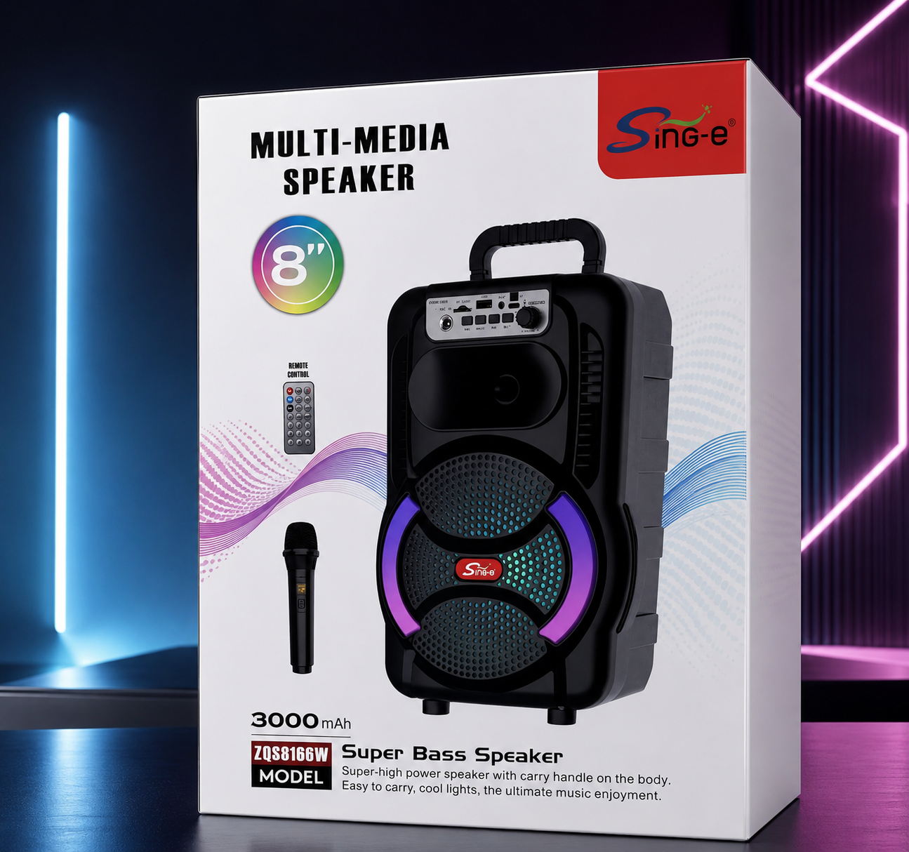 Haut-Parleur Bluetooth Sing-e 8" ZQS8166W-1