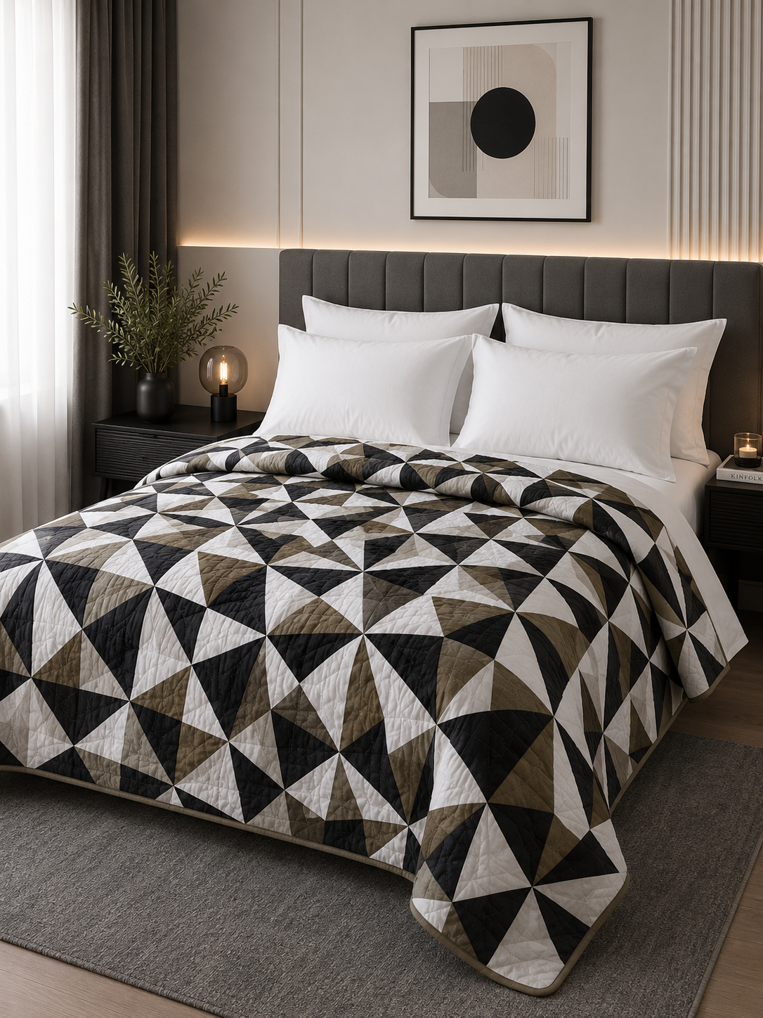 Couverture moderne au motif géométrique élégant en couleur beige