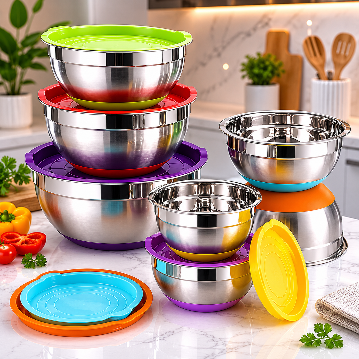 Ensemble Bols Inox Colorés-1