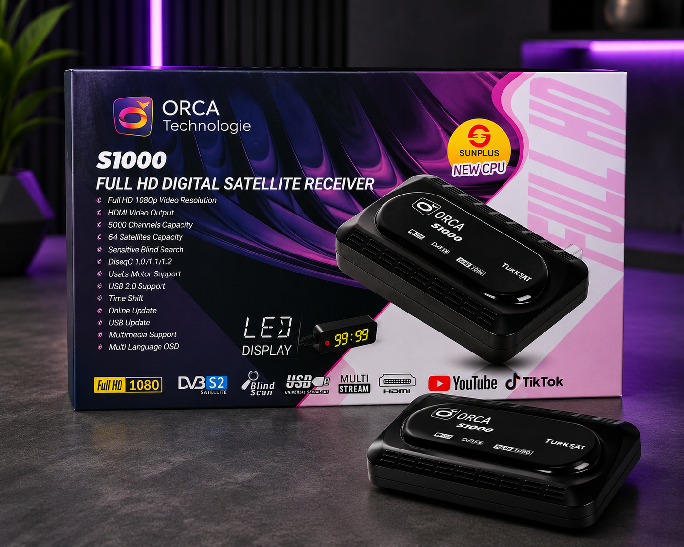 Récepteur Satellite Numérique ORCA S1000 Full HD-1