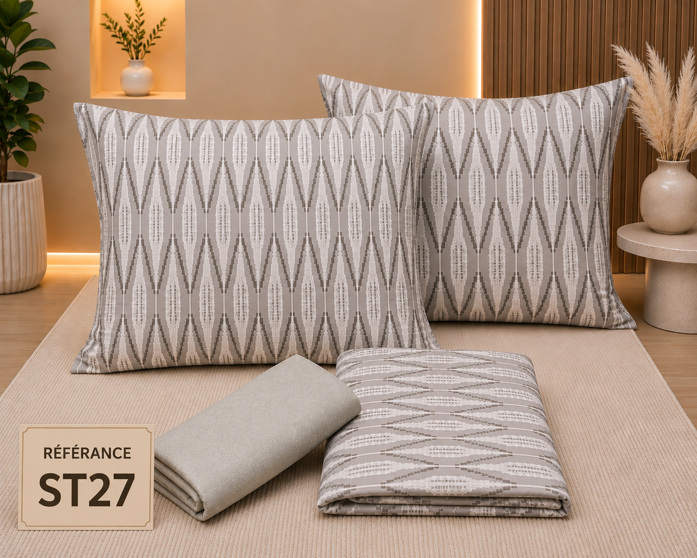 Parure de Lit ST27 – Motif Géométrique Élégant-1