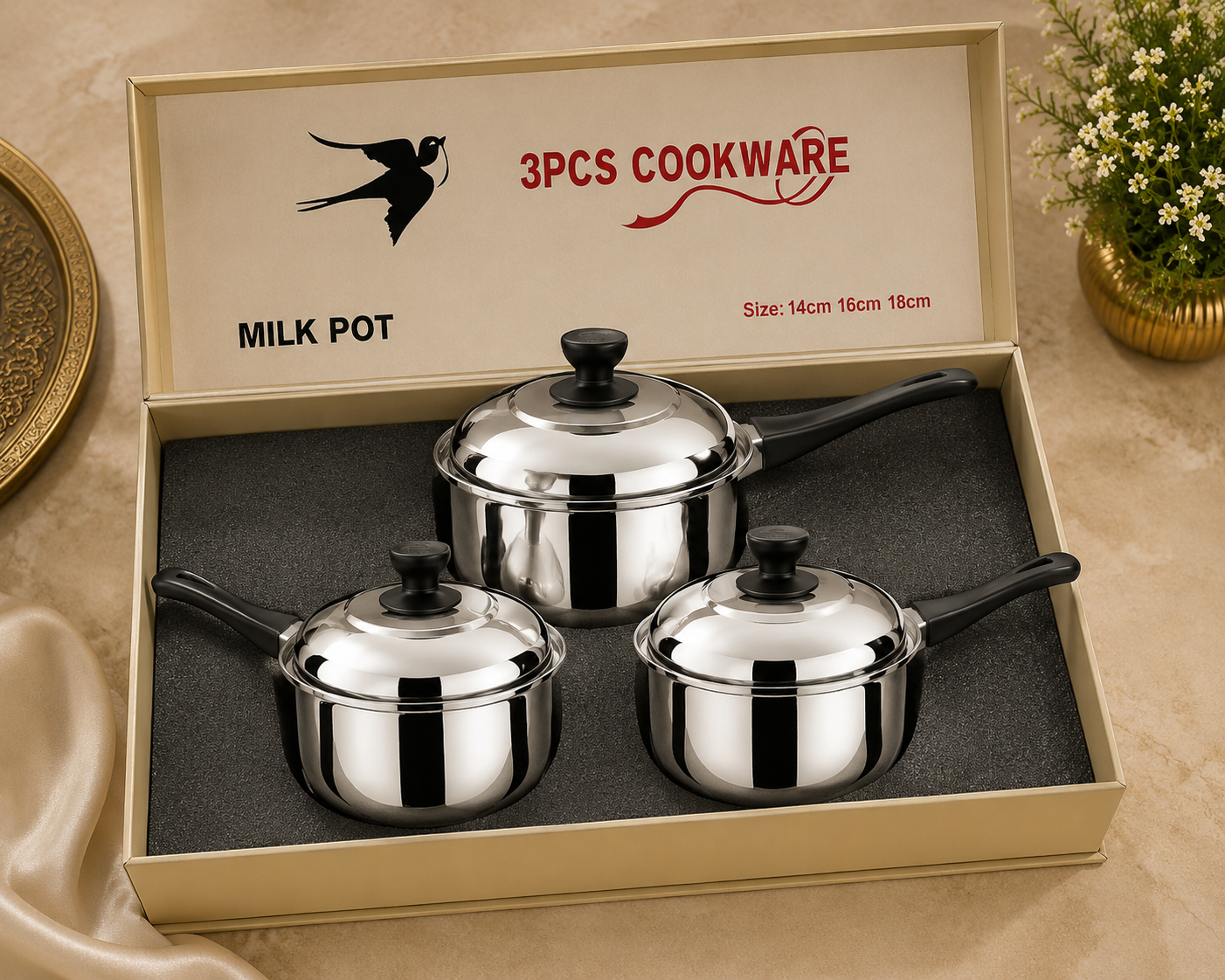 Casseroles à Lait Inox – 3 PCS-1