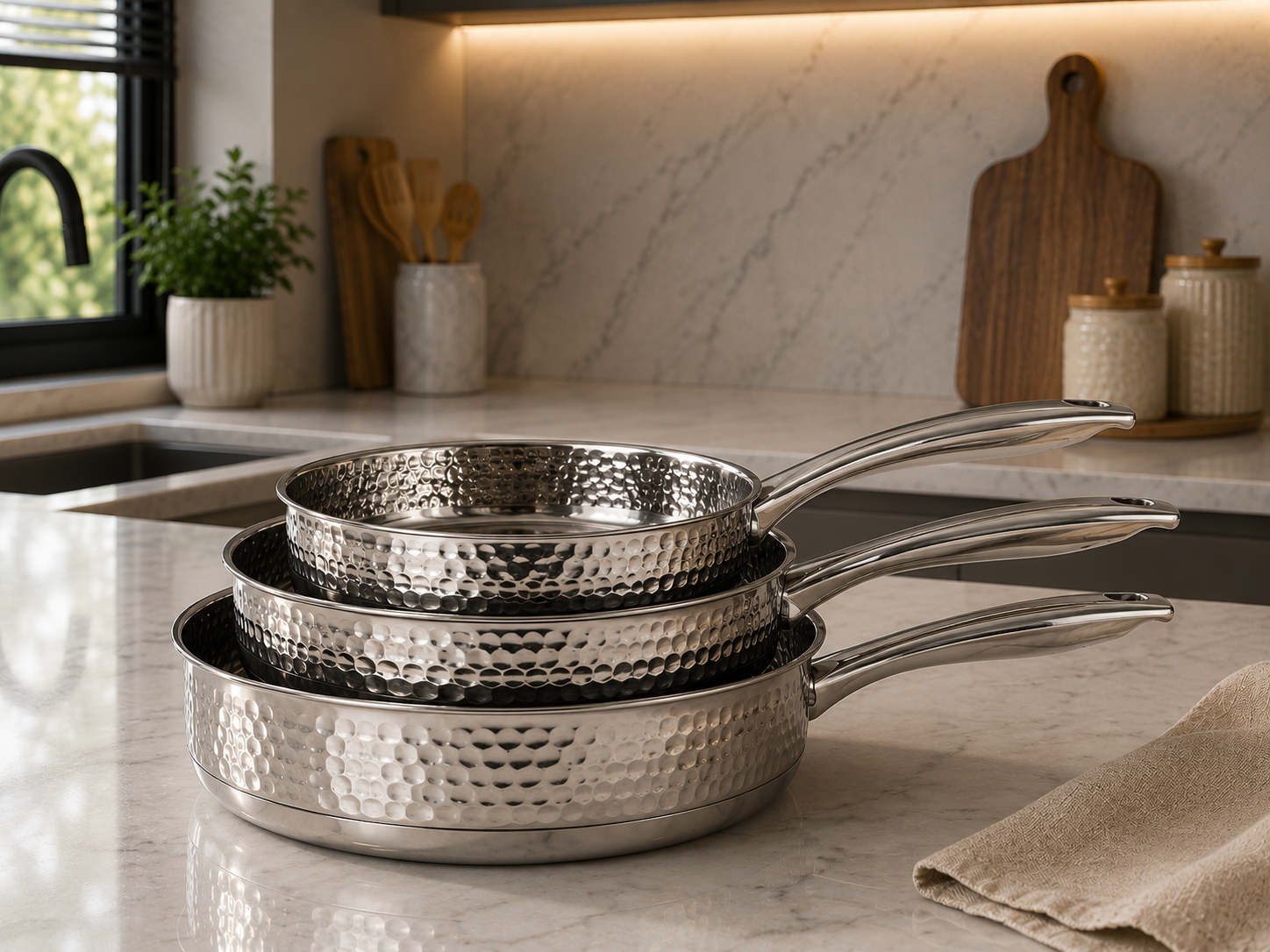 Ensemble Poêles Inox AMS – 3 PCS