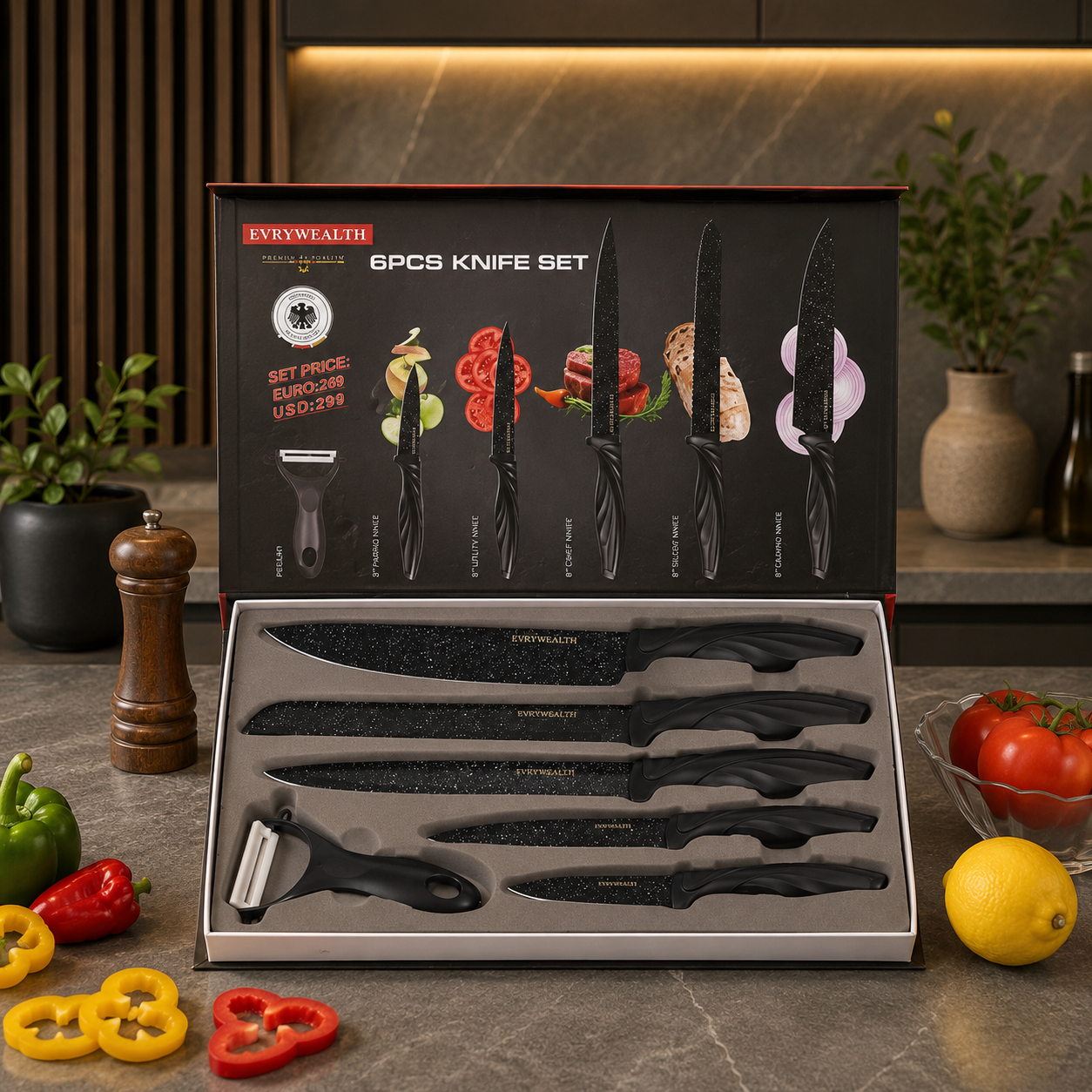 Set Couteaux 6 Pièces – Style Moderne & Élégant
