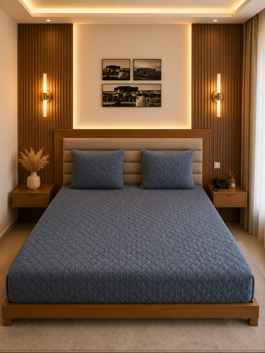 Couverture golden mora housse 2 places coeur