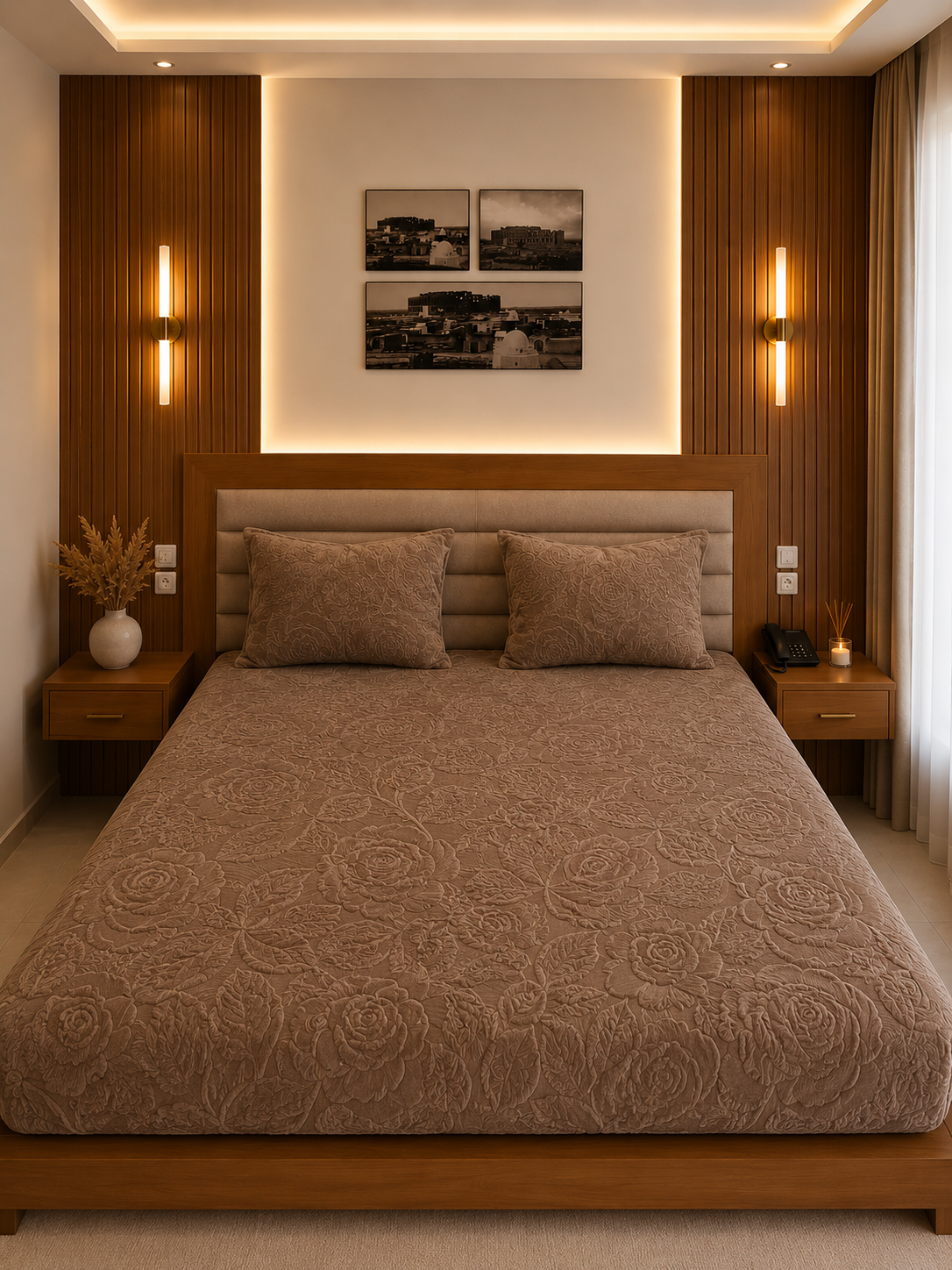 Couverture golden mora housse 2 places fleurie
