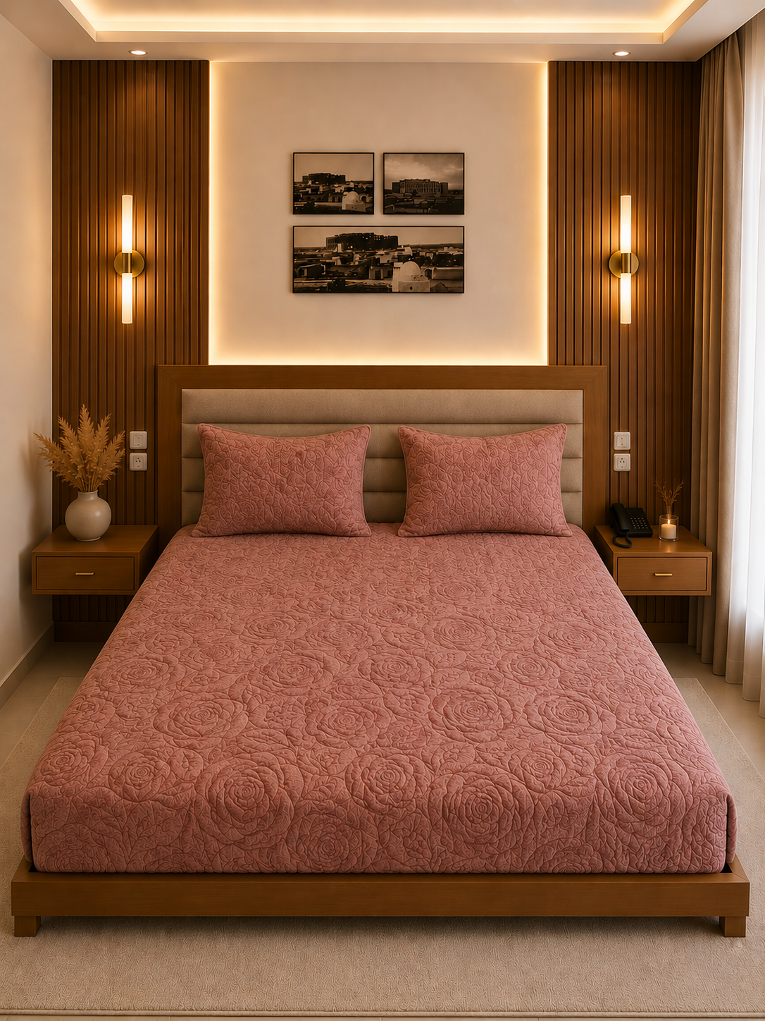 Couverture golden mora housse 2 places fleurie