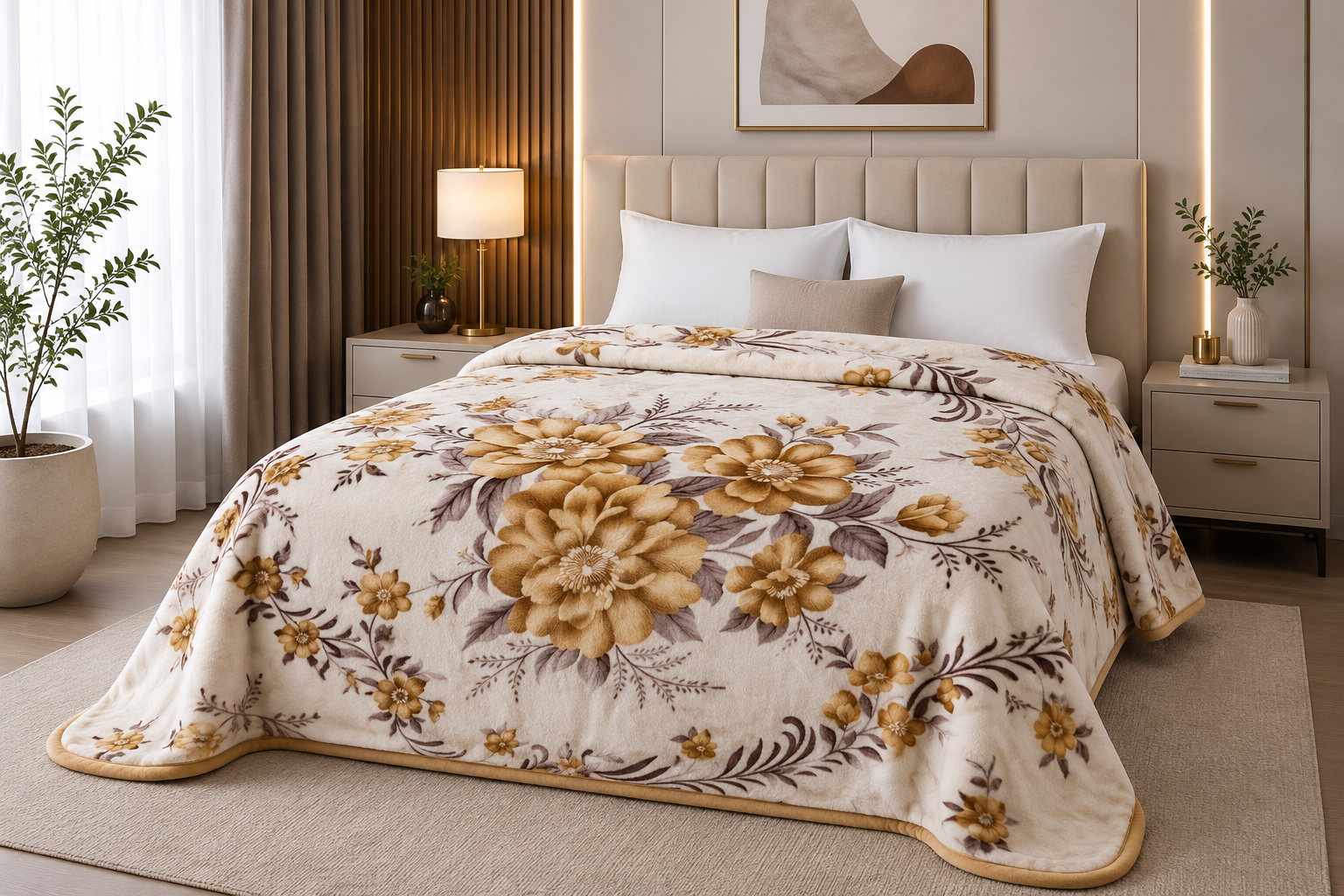 Couverture Golden Mora Fleur Beige – Golden Mora-1