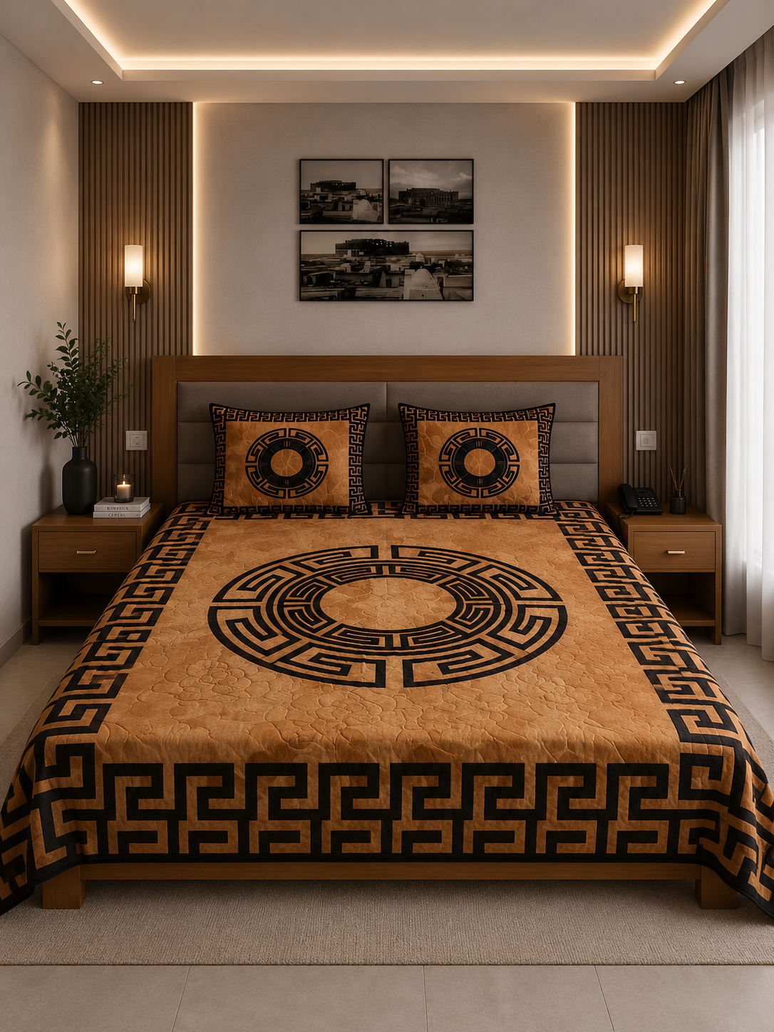 Couverture Golden Mora Grecque Or Noir
