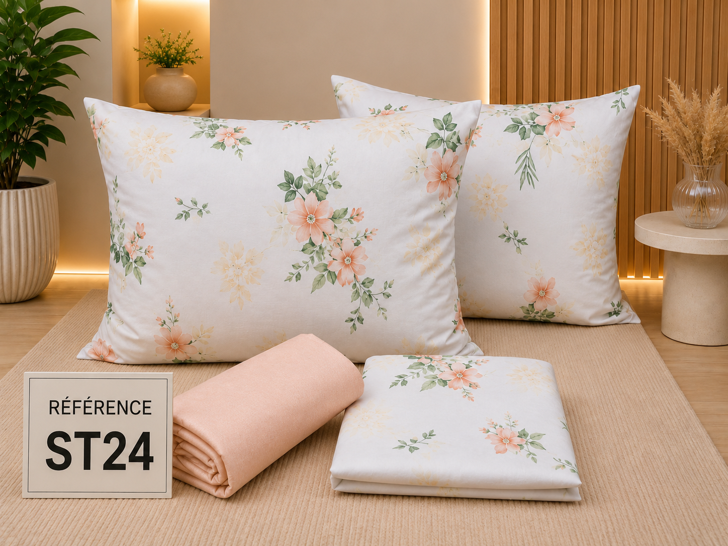 Parure de Lit ST24 – Motif Floral Élégant